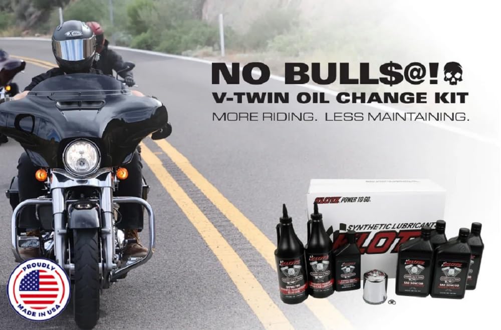 Klotz 20W/50 Synthetic Motor Oil Change Kit for Twin Cam 1999-2018 & Milwaukee-Eight 2017-2024 (4-Quart Basic Kit)