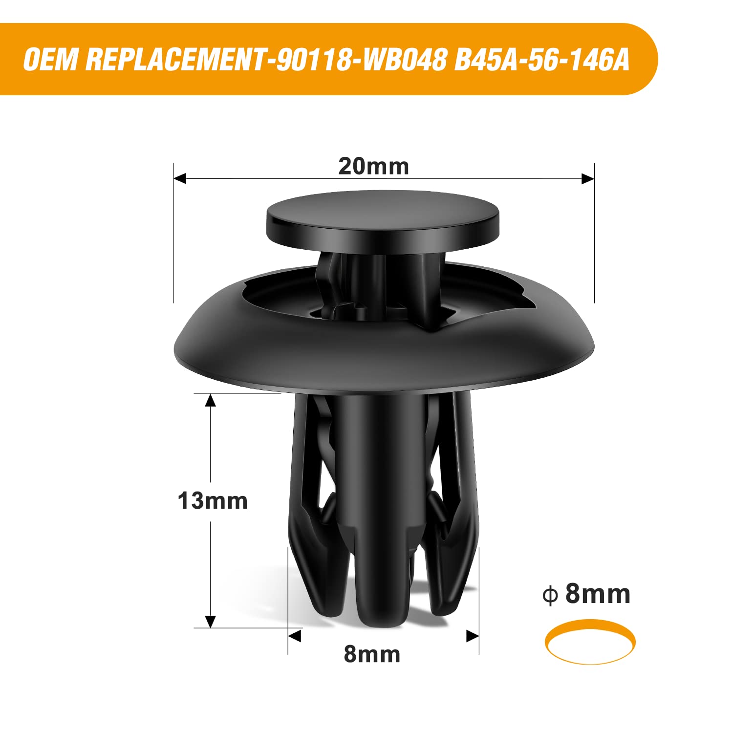 Gooacc 50Pcs Bumper, Engine Cover, Fender & Quarter Panel Push-Type Retainer For Mazda B45A-56-146A,Mazda 3, 5, 6, Cx-3, Cx-5, C