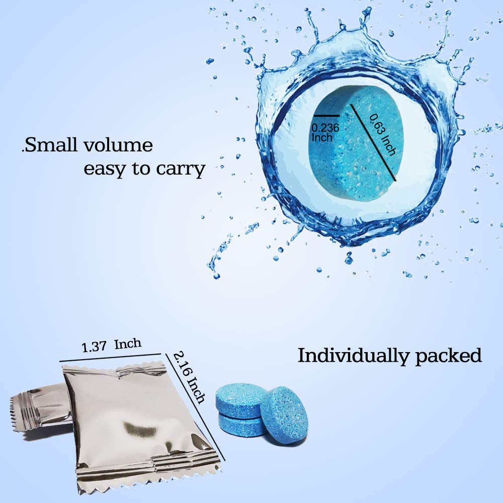 DOKIKO Car Windshield Washer Fluid Tablets, 50 Pcs, Makes 52.5 Gallons, Blue