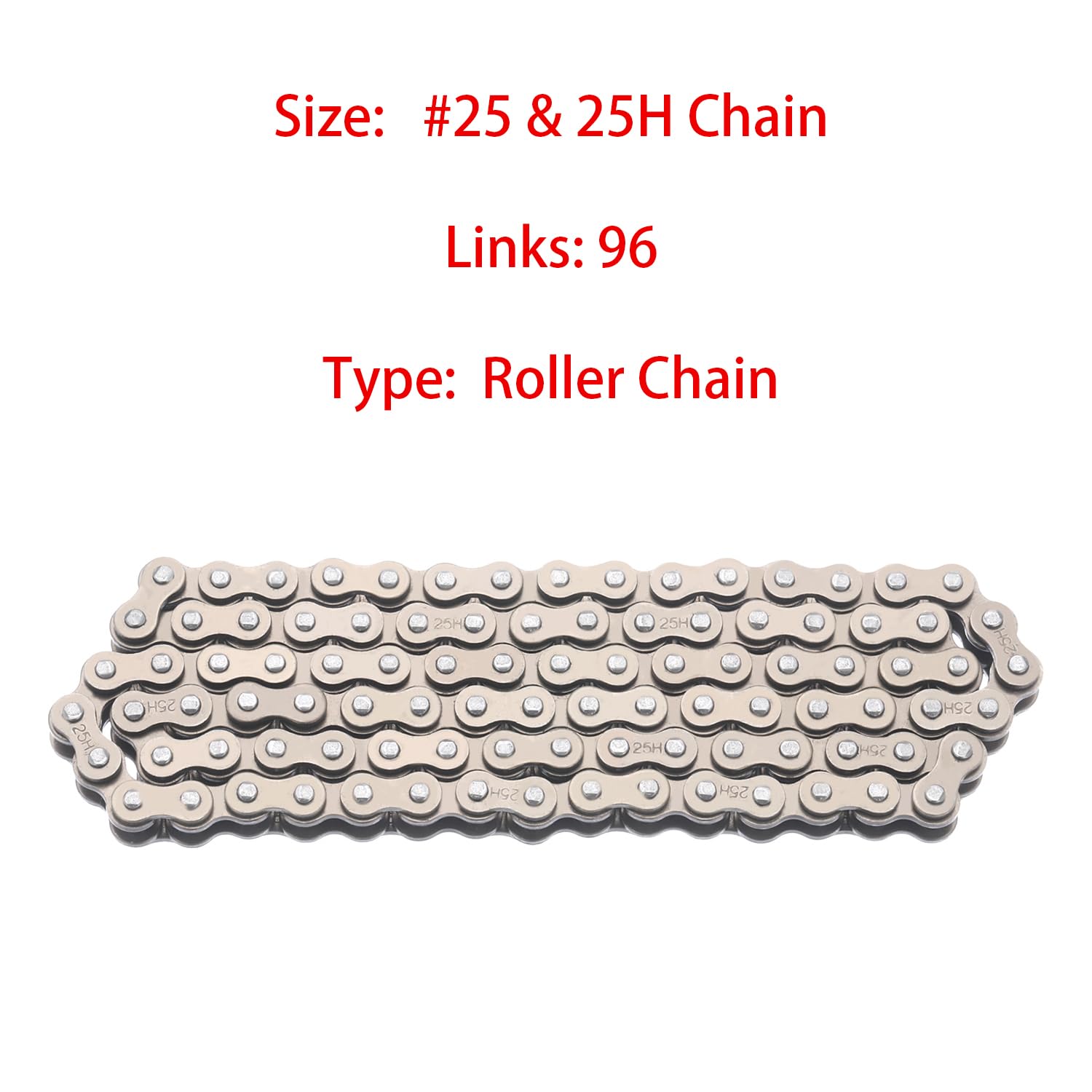 KAMIER #25 Roller Chain 96 Links with 5pcs Master Links Heavy Duty for Razor E300 E325 E300S Kids Electric Scooter PR200 Pocket