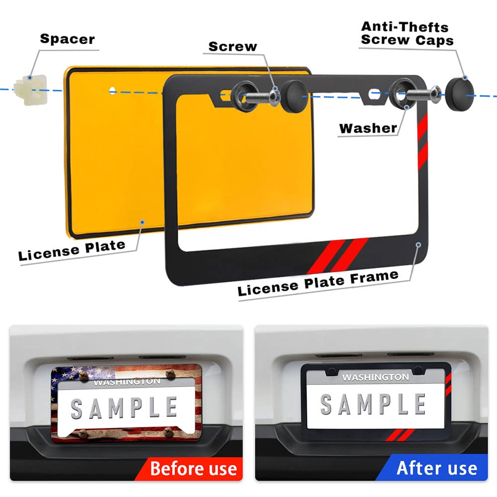 Matte License Plate Frames Aluminum Alloy License Plate Cover Holder Fits For All Dodge Universal License Plate Covers Accessori