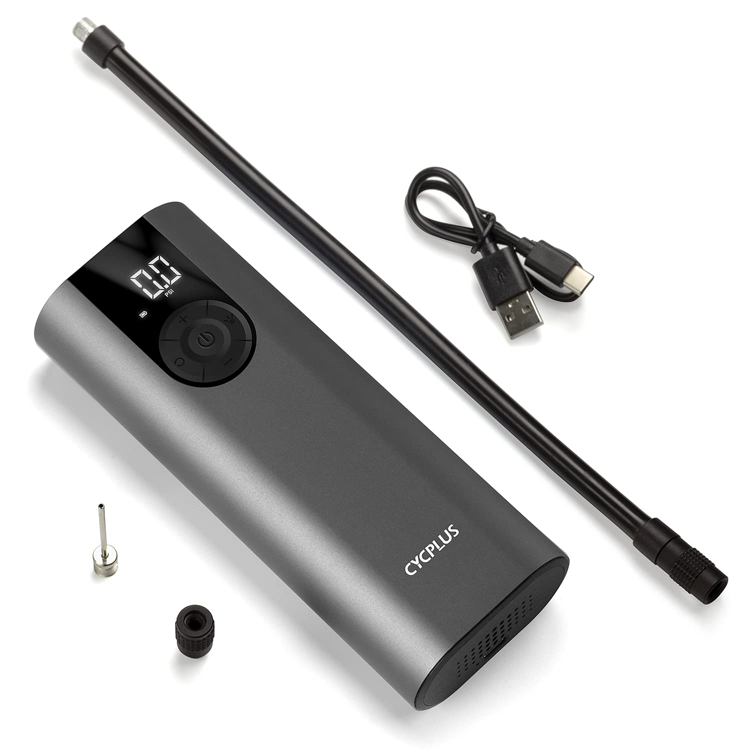 Cycplus A8 Portable Tire Pump Smart Air Inflator Electric Mini Air Compressor With 2*2600Mah Rechargeable Battery And Type-C Por
