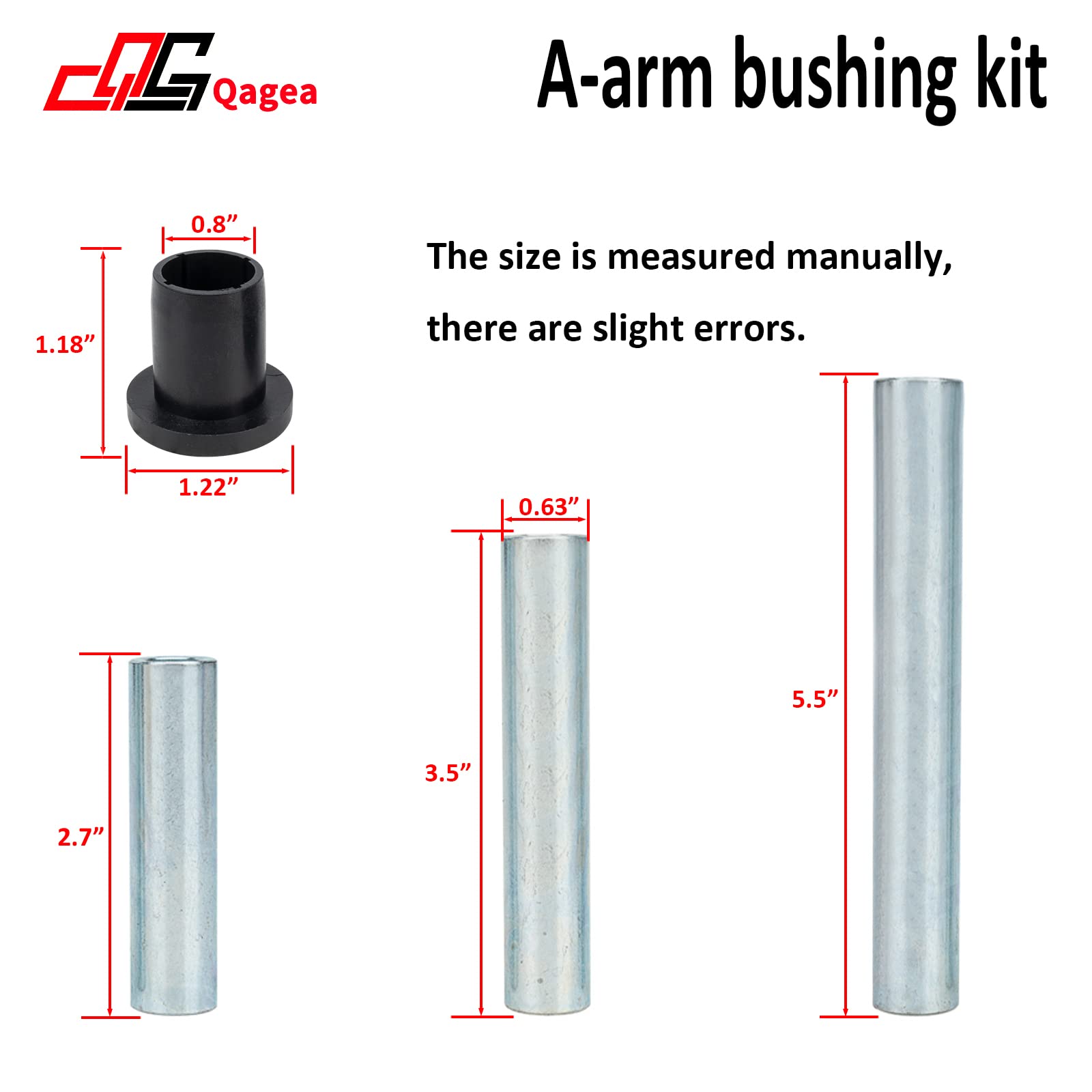 Qagea Heavy Duty A-Arm Control Arm Bushing Kit for 2010-2014 Polaris Ranger XP 800 - Replacement AAB-P-RAN-K2-002, CT-10 Size