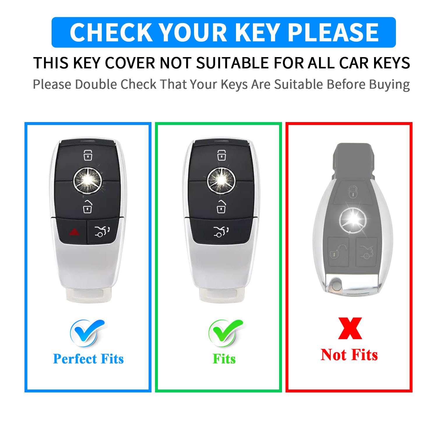 Qbuc For Mercedes Benz Key Fob Cover With Keychain,Compatible With C E R S G S Cls Clk Glc Ml Gle Gls Sl Slr Mclaren Amg Key (Gr