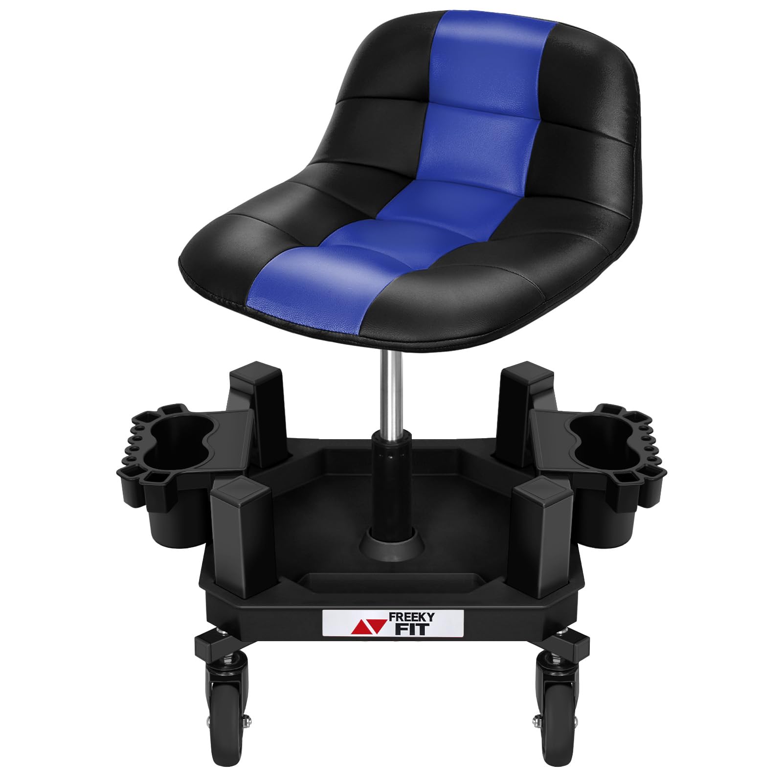 FreekyFit Rolling Stool with Wheels, Adjustable Shop Stool Mechanic Chair Seat Garage Shop Roller Work Chair Mobile Rolling Seat