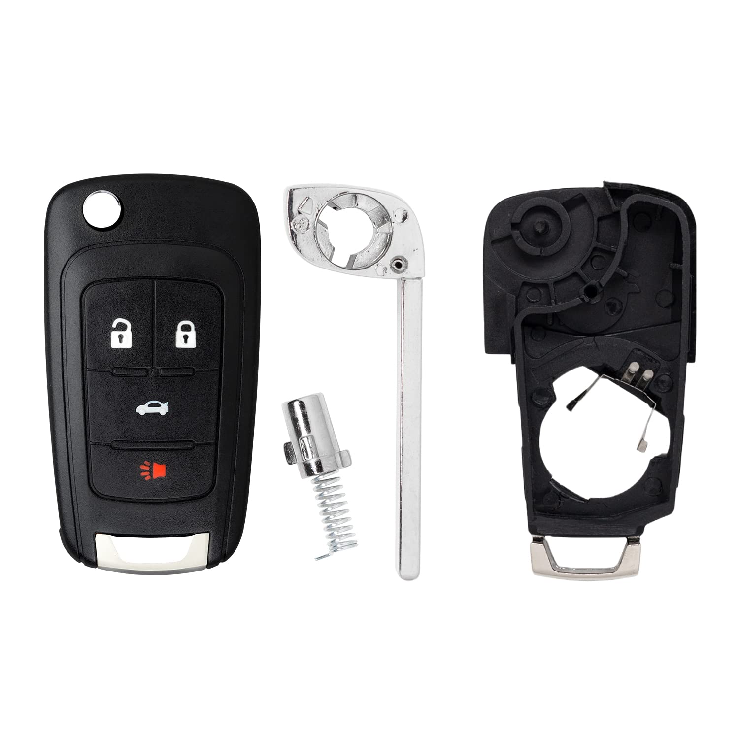 StandardAutoPart 4 Button Flip Key fob case Compatible with Chevy Cruze Equinox Sonic Malibu Impala Camaro Terrain Lacrosse Rega