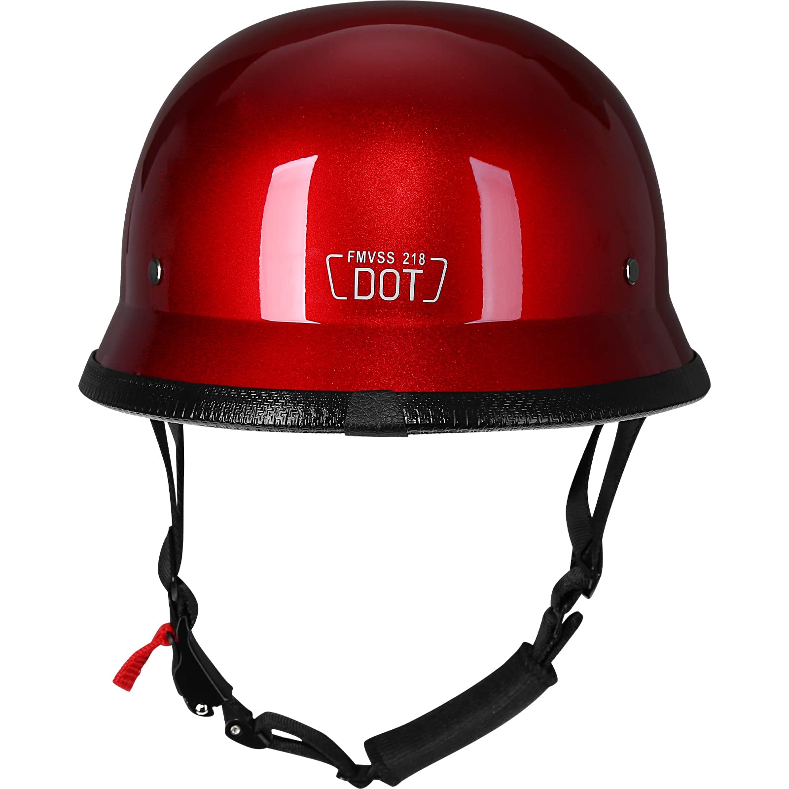 Yesmotor Half Shell Motorcycle Helmet with Cycling Glasses - DOT Approved, Large, Red & Black