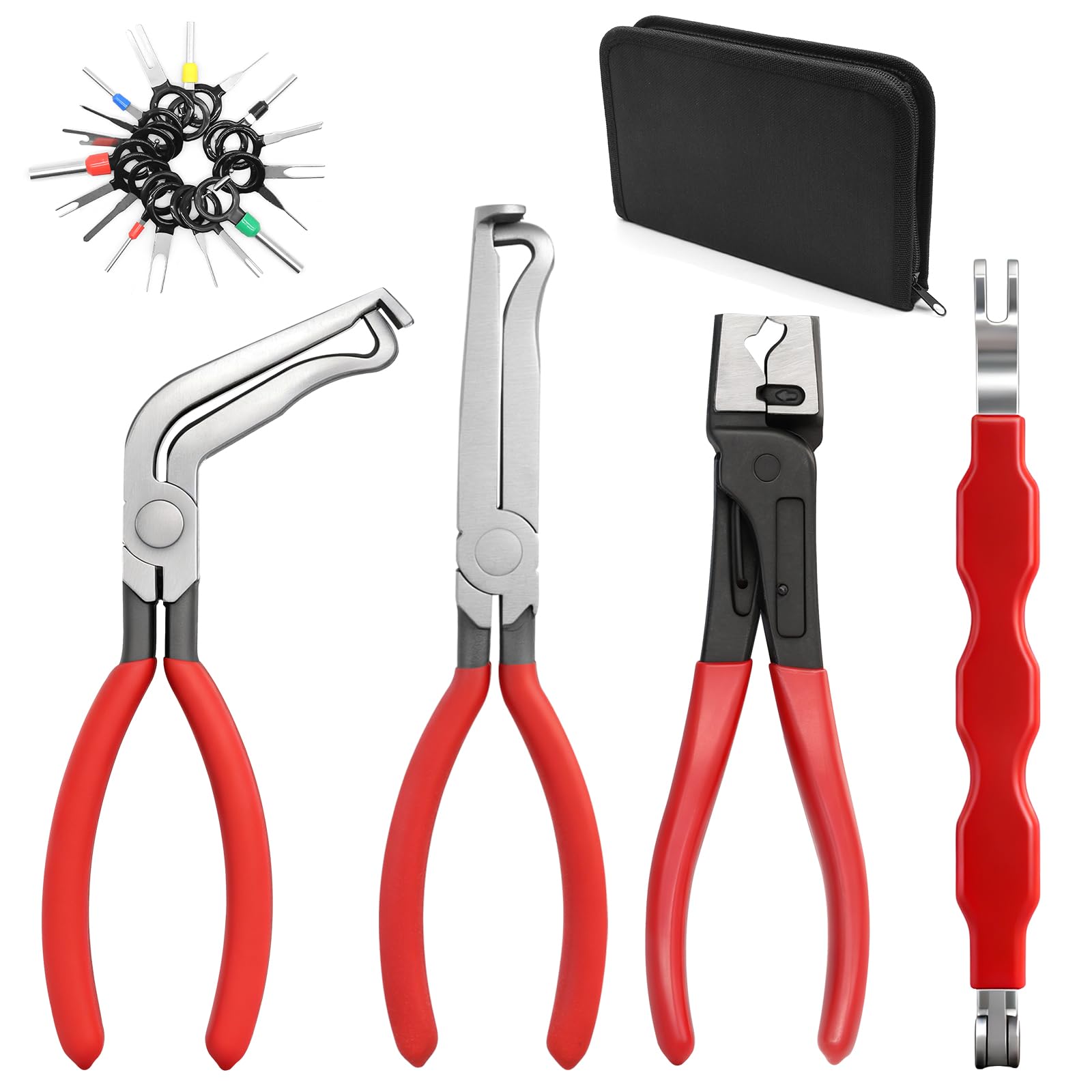 4Pcs Electrical Disconnect Pliers for Cars, Automotive Electrical Connector Removal Tool with 18Pcs Terminal Pin Removal Tool, C