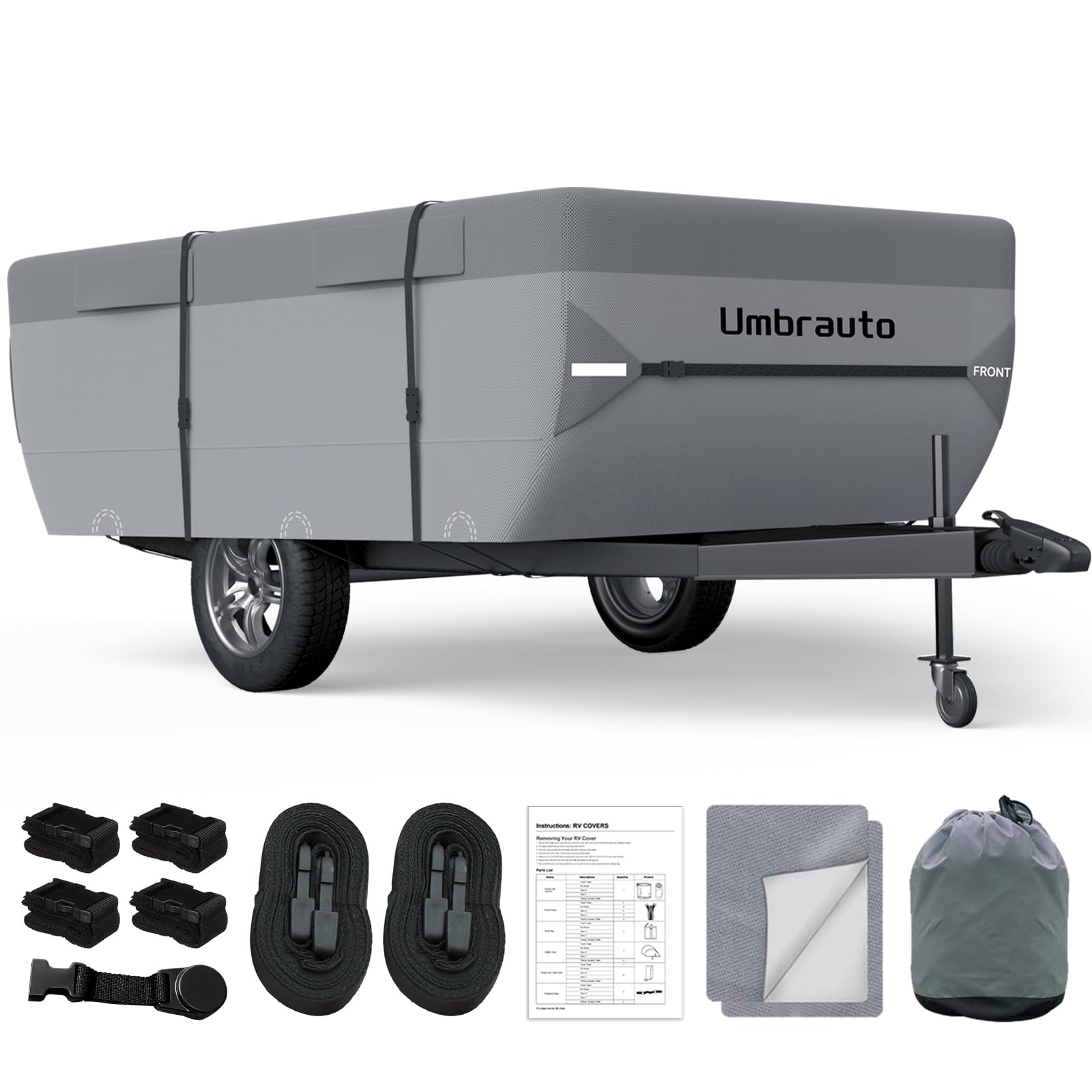 Umbrauto Pop Up Folding Camper Cover Upgraded 7 Layers Top Tent Trailer Cover Waterproof Extra Thick Polypropylene Breathable Ri