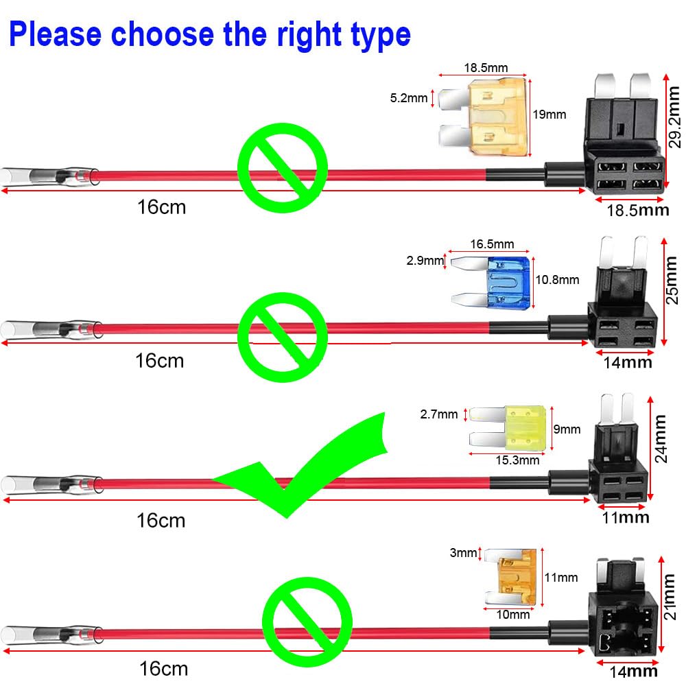 Gebildet 3 Pcs 12V-24V Add-A-Circuit Micro2 Fuse Tap, Piggy Back Blade Holder With Wire Harness, 4 Pcs Micro 2 Fuse (5A 10A 15A)