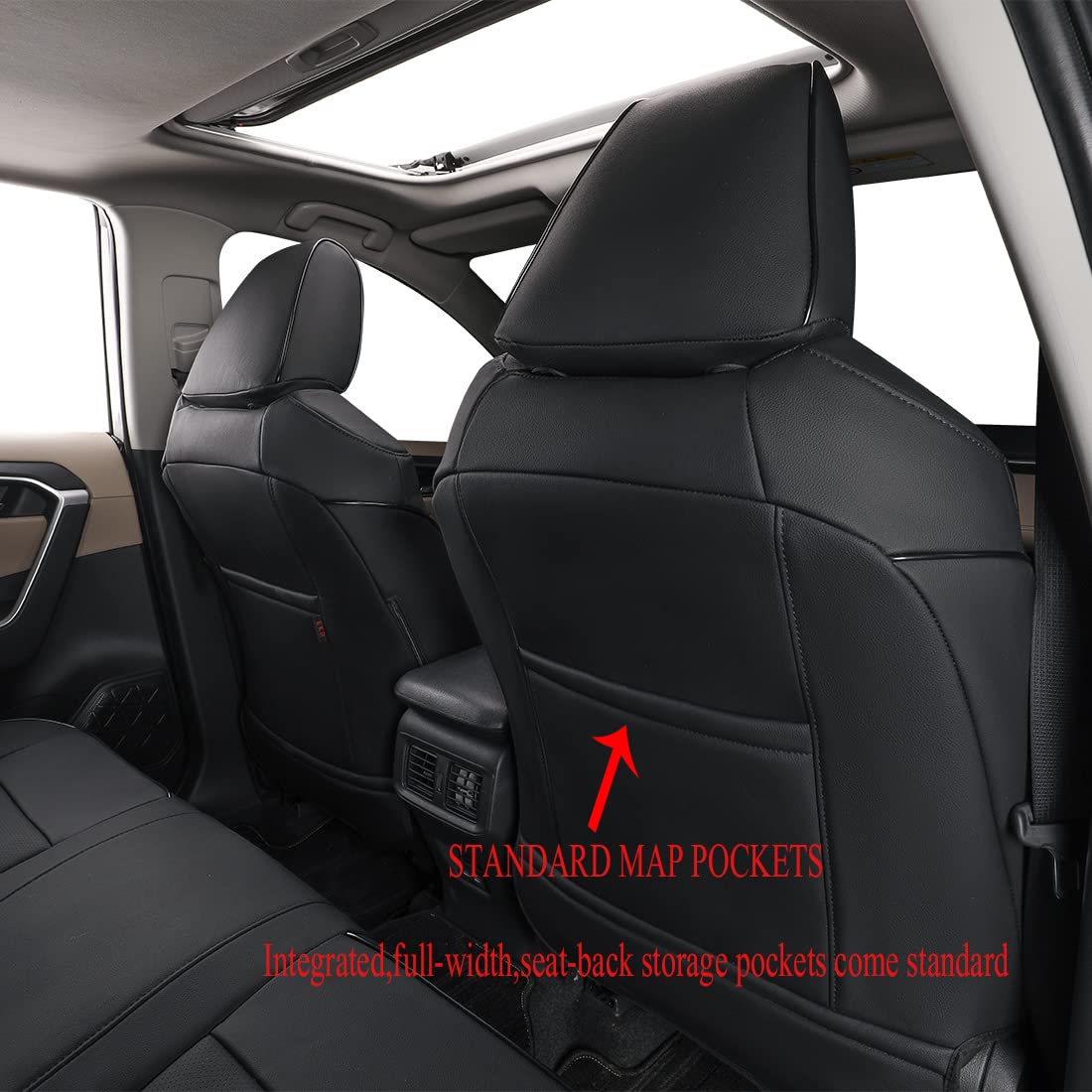 Ekr Custom Fit Corolla Car Seat Covers For Select 2023 2024 2025 Toyota Corolla Hybird Le - Full Set,Leather (Black)