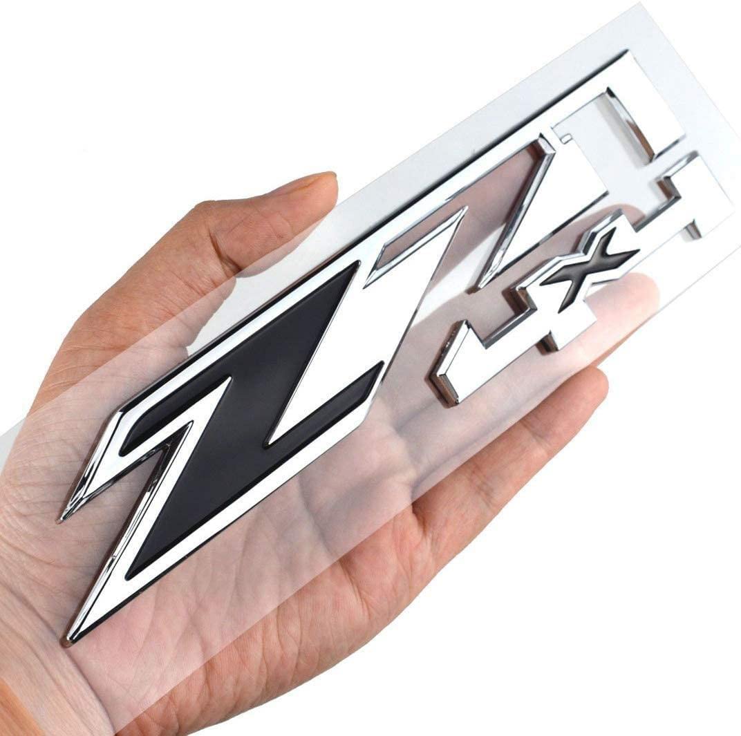 EmbRoom 2 Pack Z71 4x4 Emblems Badges for GMC Chevy Silverado Sierra Tahoe, Chrome/Black, Acrylonitrile Butadiene Styrene