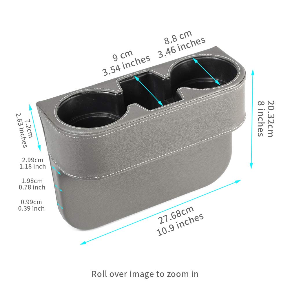 Atmomo Gray Multifunctional Car Cup Holder Car Seat Organizer Gap Filler Bottle Phone Storage Organizer