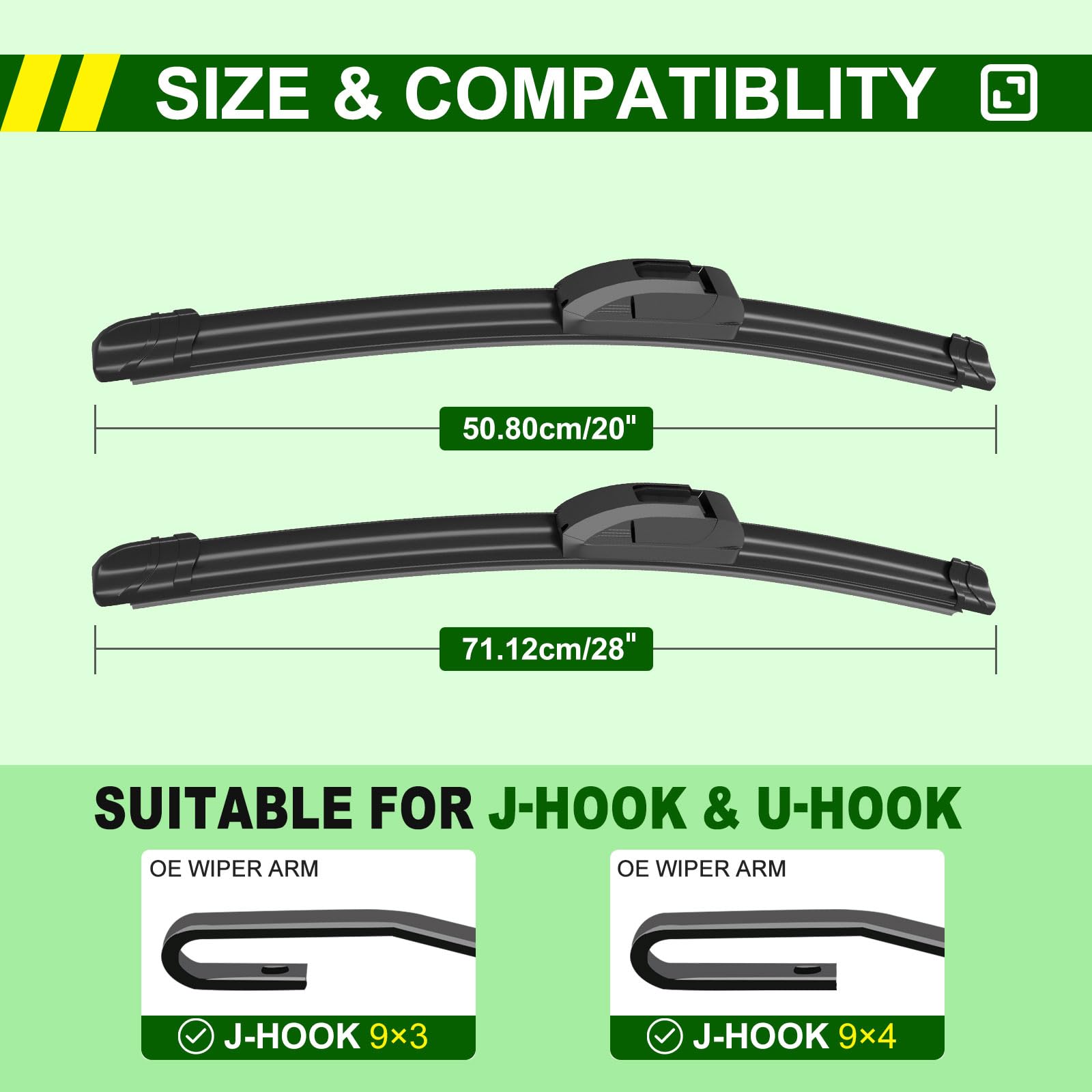 Zixmmo Oem Quality 28In + 20In Premium All-Season Windshield Wiper Blades For Original Equipment Replacement(Set Of 2)