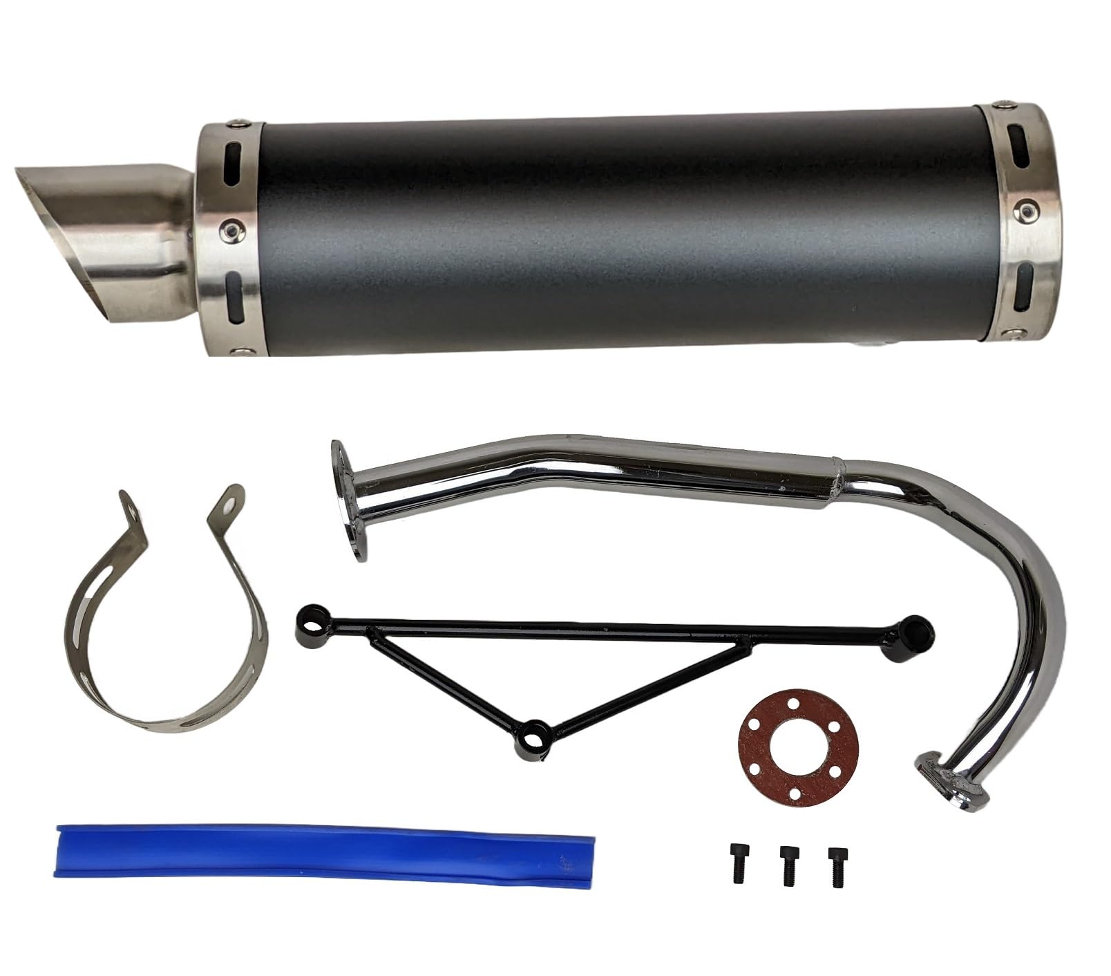Redcap High Performance Exhaust System Muffler For Gy6 50Cc Scooter Moped Taotao Jonway Kymco 139Qmb (Black)