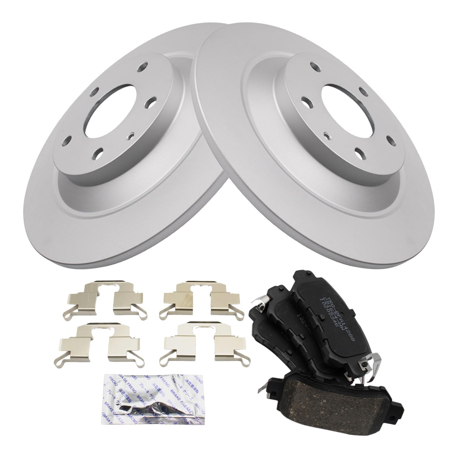 Trq Rear Brake Pad & Rotor Kit Brake Pads Brake Rotor Ceramic Premium G-Coated Compatible With 2013-2015 Mazda Cx-5
