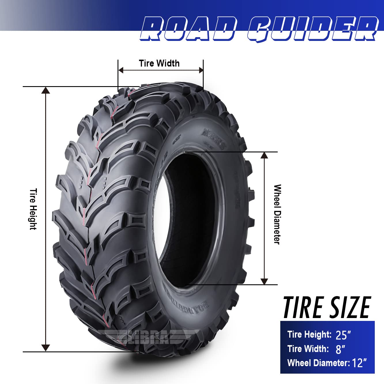 Full Set Roadguider Atv/Utv Tires 26X9-12 26X9X12 Front 26X11-12 26X11X12 Rear 10275/276