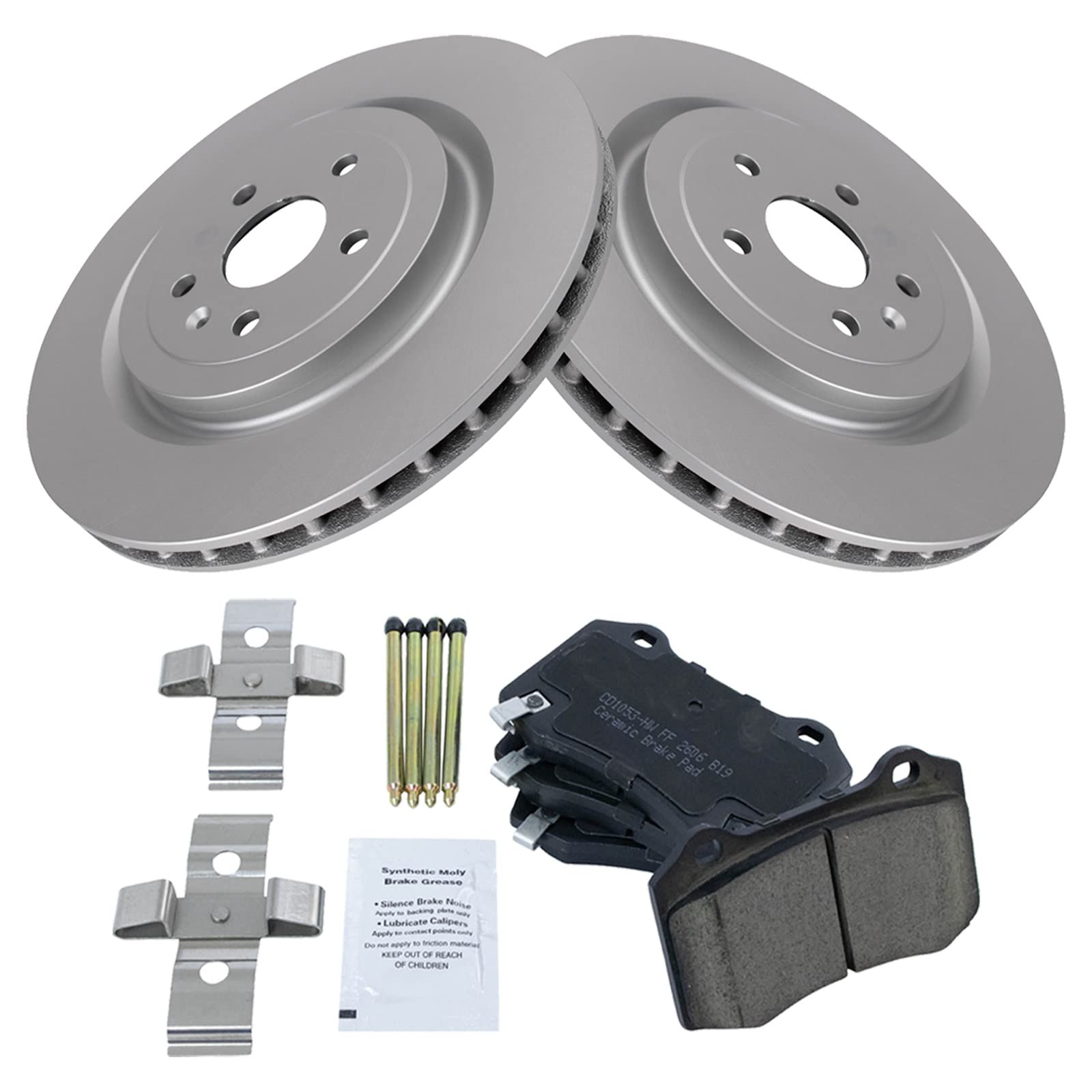 Trq Rear Brake Pad & Rotor Kit Brake Pads Brake Rotor Ceramic Premium G-Coated Compatible With 2009-2018 Cadillac Cts 2010-2015