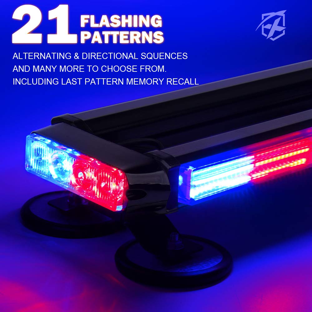 Xprite Strobe Light Bar - Red Blue COB LED, 14.5" Magnetic Base, Model SL-C108M-G2-RB, Emergency Warning Beacon for Vehicles
