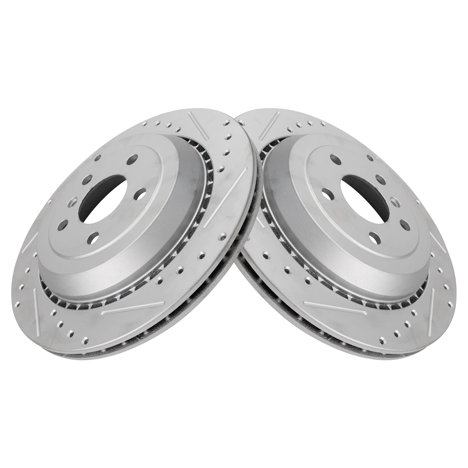 Trq Performance Rear Drilled Slotted Coated Brake Rotor Set For Mercedes Benz