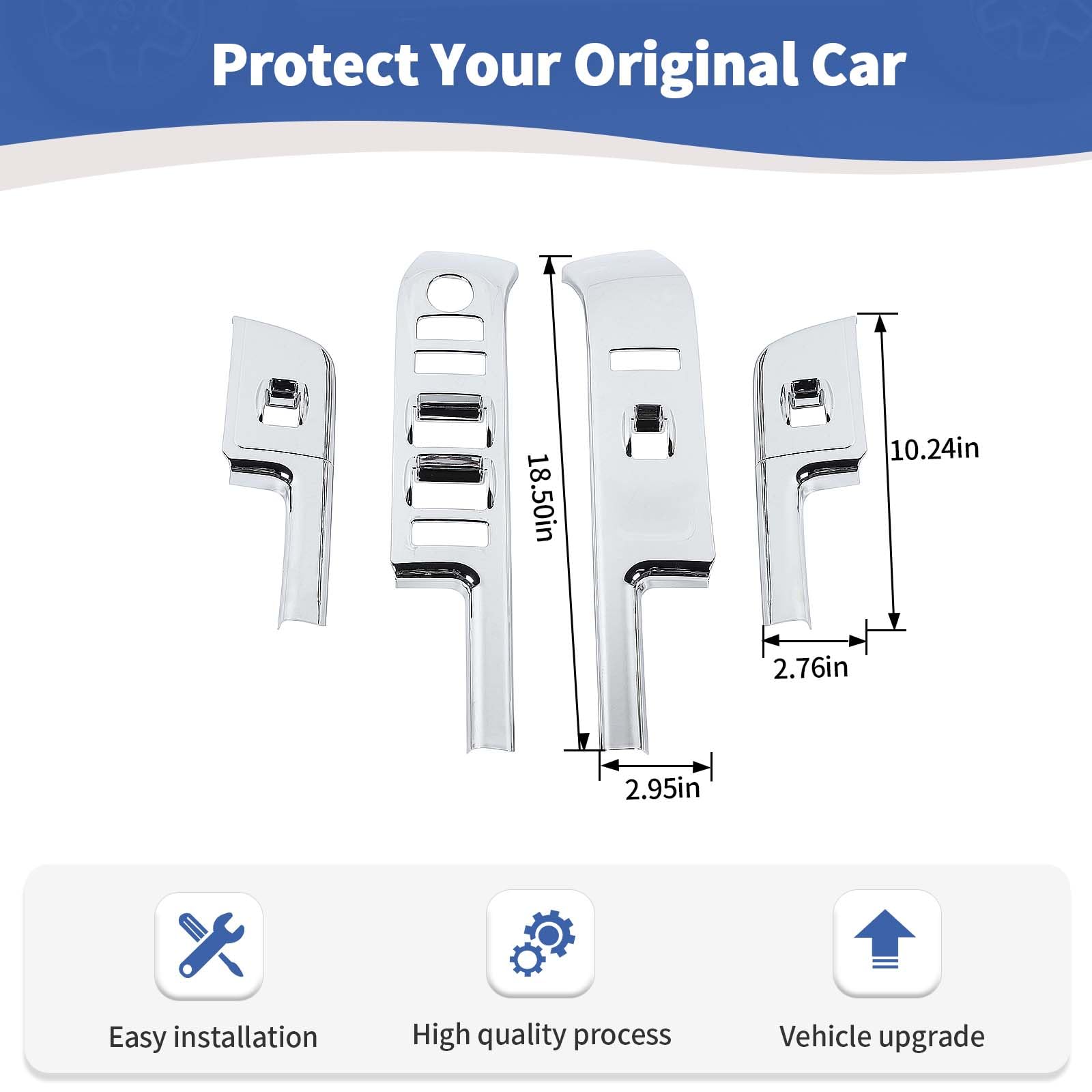 Rt-Tcz For Chevy Silverado Chrome Power Window Switch Panel Trim Cover For Chevrolet Silverado Gmc Sierra 2014 2015 2016 2017 Ch