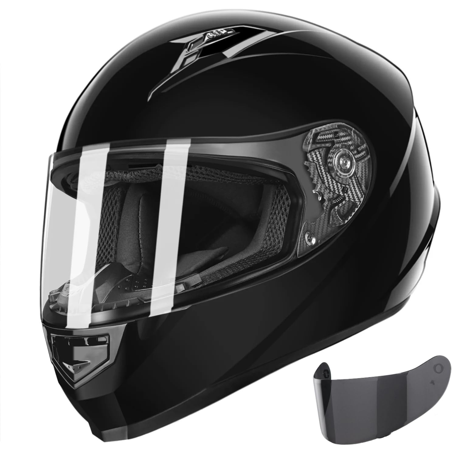 Glx Gx11 Compact Motorcycle Helmet - Black, X-Large - Full Face W/ Tinted Visor, Dot Approved