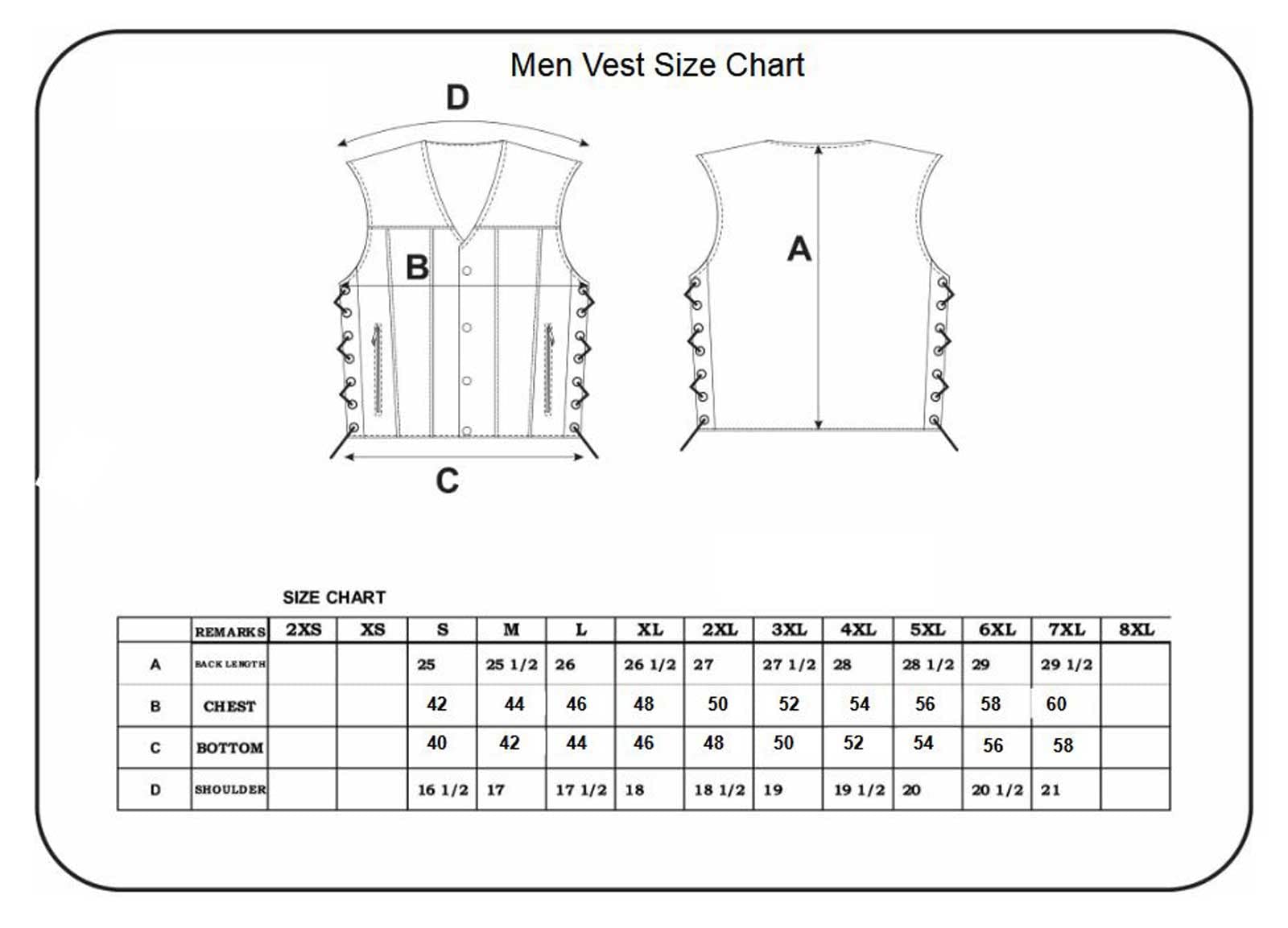 Men'S Premium Leather Motorcycle Vest,Black,Size - Xl