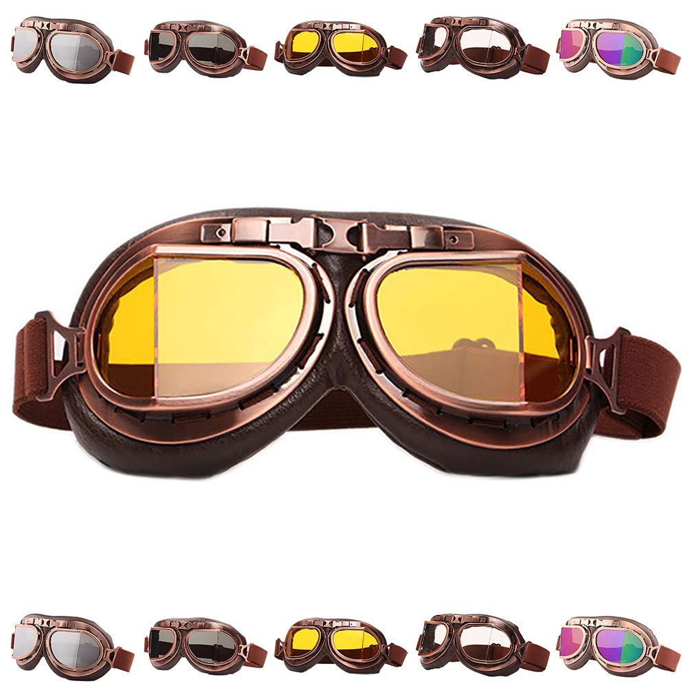 Peicees Vintage Helmet Goggles Motorcycle Goggles Bike Motorcross Pilot Goggle