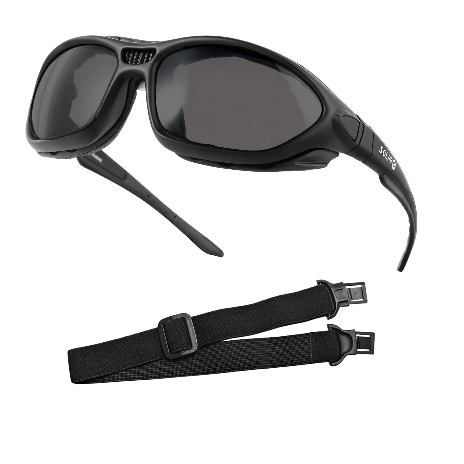 SOL PRO Anti-Fog Safety Motorcycle Riding Sunglasses Foam padded Goggle, Dustproof, Windproof, Hunting, Hiking, Golfing (Black -