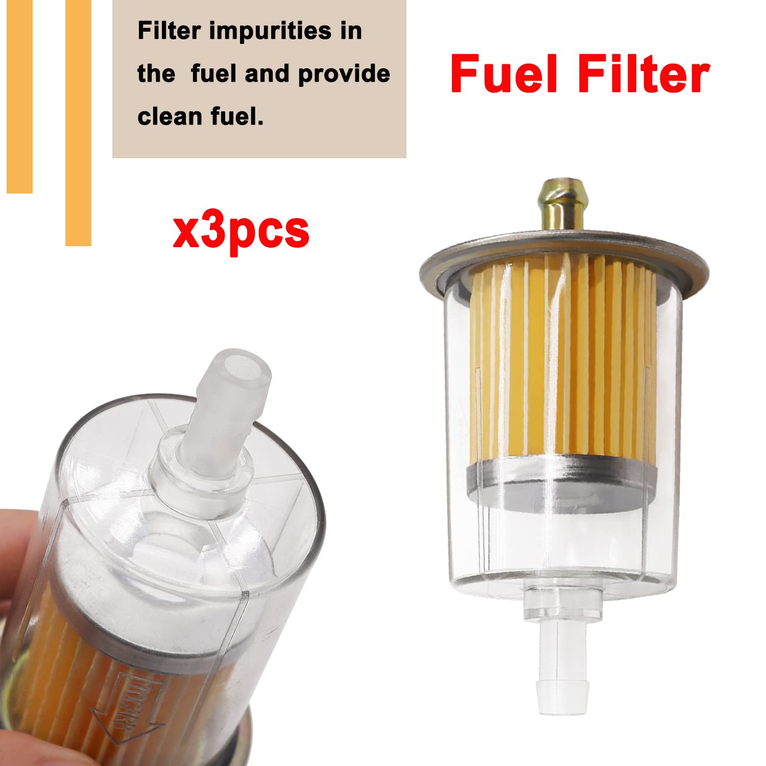 Taiss Gas Inline Fuel Filter, Fits 3/8'' Fuel Line,Widely Used In Cars, Motorcycles, Trucks And Gasoline Powered Engines etc.