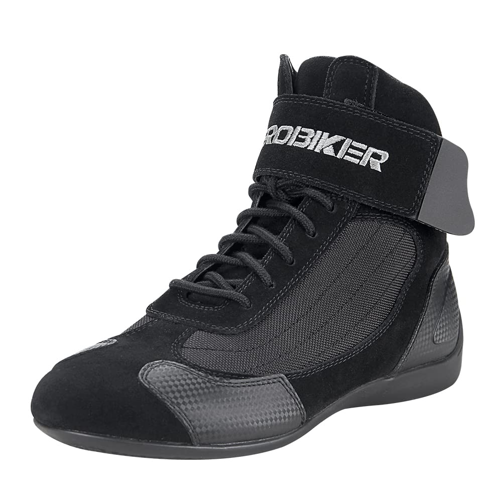 Herobiker Motorcycle Combat Boots Racing Hiking Outdoor Work Mid Ankle Shoes For Men Black