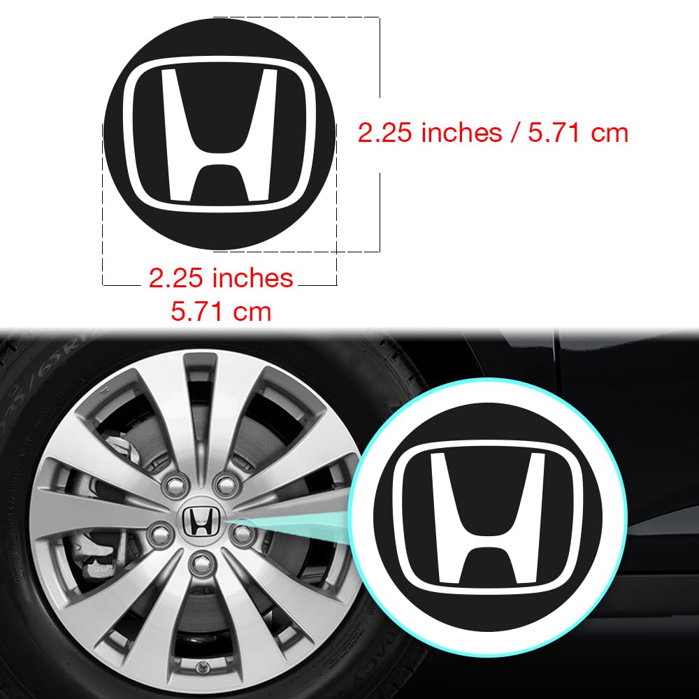 IPG Civic Accord CRV VTEC Si Logo Stickers - Outer Logo, Solid Black, 2.25" Center Cap, 4 Units, Plastic, Model: 3531BC-RP