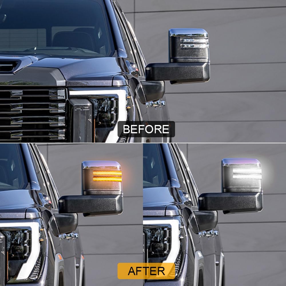 Roccs Sequential Amber Turn Signal Switchback Led Side Tow Mirror Marker Light White Drl Parking Light Fit For 2020 2021 2022 20