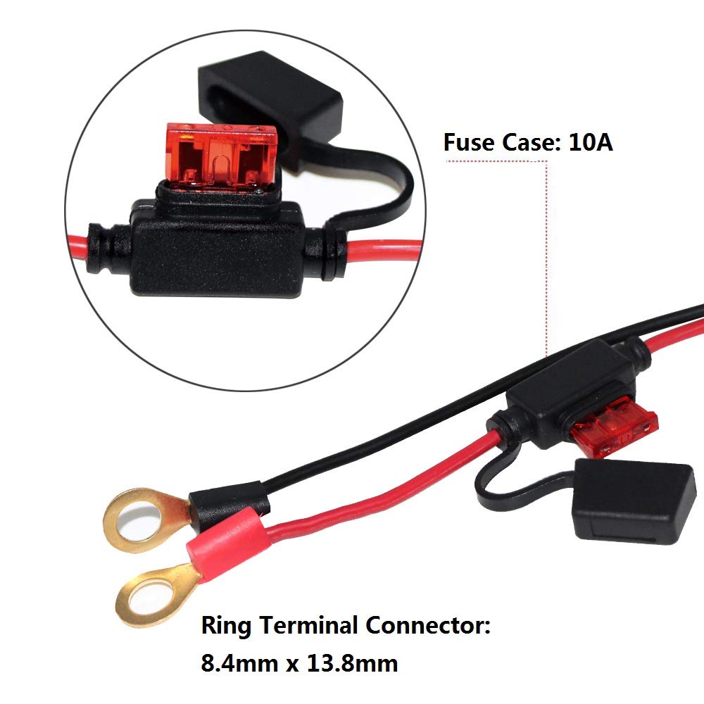 [2 PACK] SPARKING 2FT Motorcycle Battery Charger Cord, Sae to O Ring Terminal Quick Disconnect Assembly Extension Cable, Sae 2Pi
