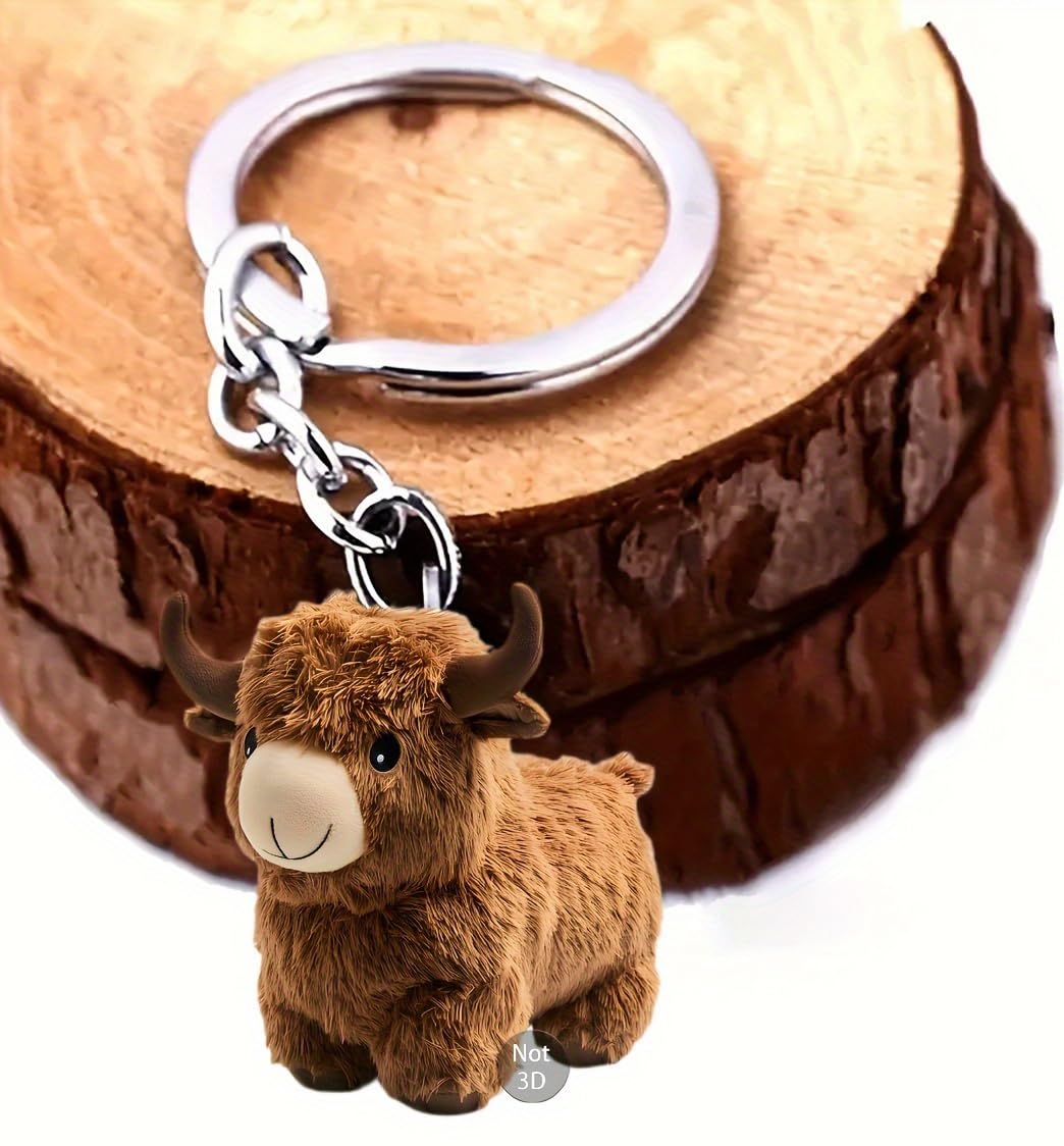 2D Acrylic Highland Cow Charm Pendant - Cute Zinc Alloy Gift for Lovers/Relatives/Friends | Valentines/Christmas/Halloween | Du