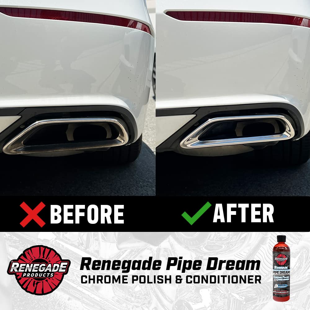 Renegade Products Chrome Polish Conditioner & Cleaner - 12 oz Microfiber for Pipes, Stacks & Exhaust