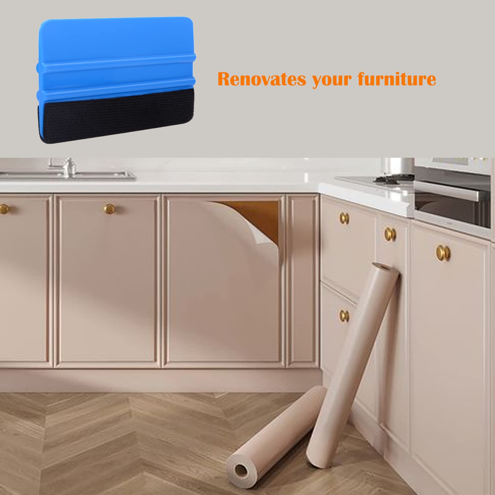 EHDIS Vinyl Squeegee Set - 10pcs Felt Edge Wallpaper Tool, 4 Inch, Blue