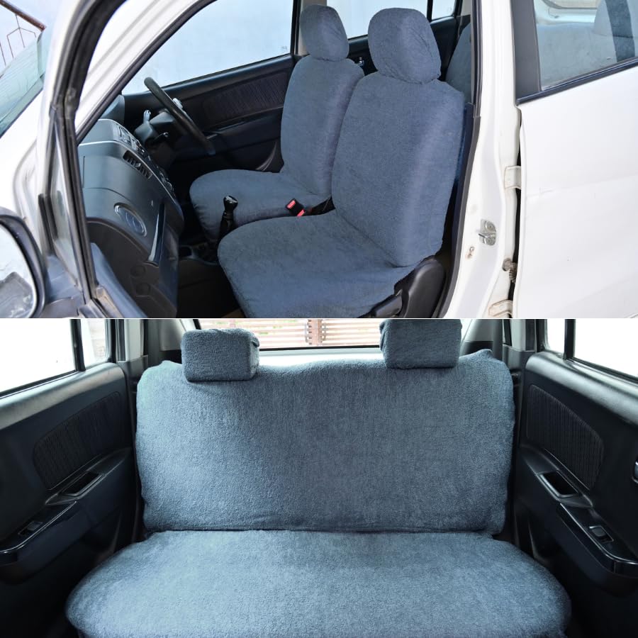 Atist Car Cotton Seat Cover for WagonR (Grey, Detachable Headrest)
