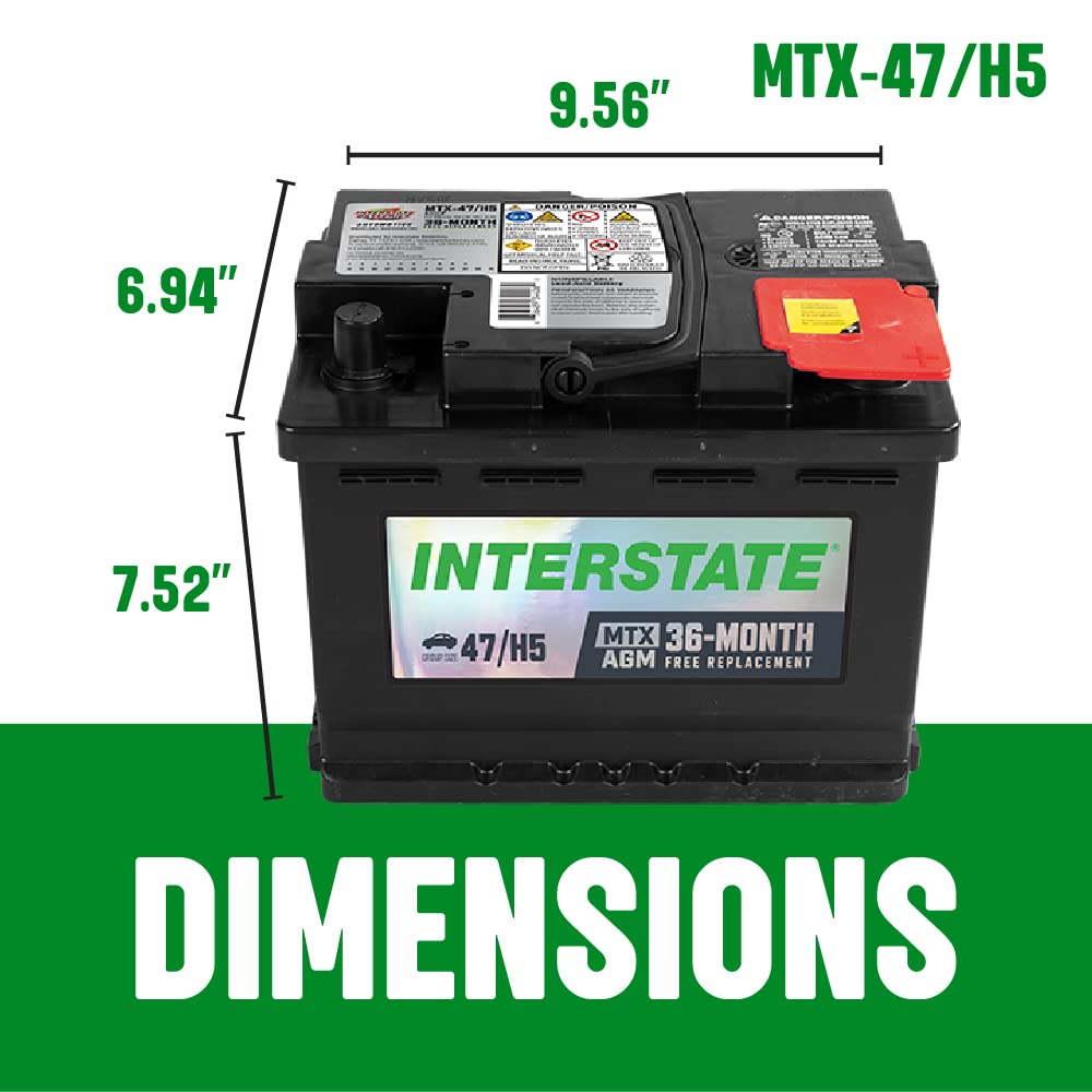 Interstate Batteries Mega-Tron® 12V Automotive Battery 60Ah, 650CCA, Group Size H5, AGM Replacement for Cars, SUVs, Trucks