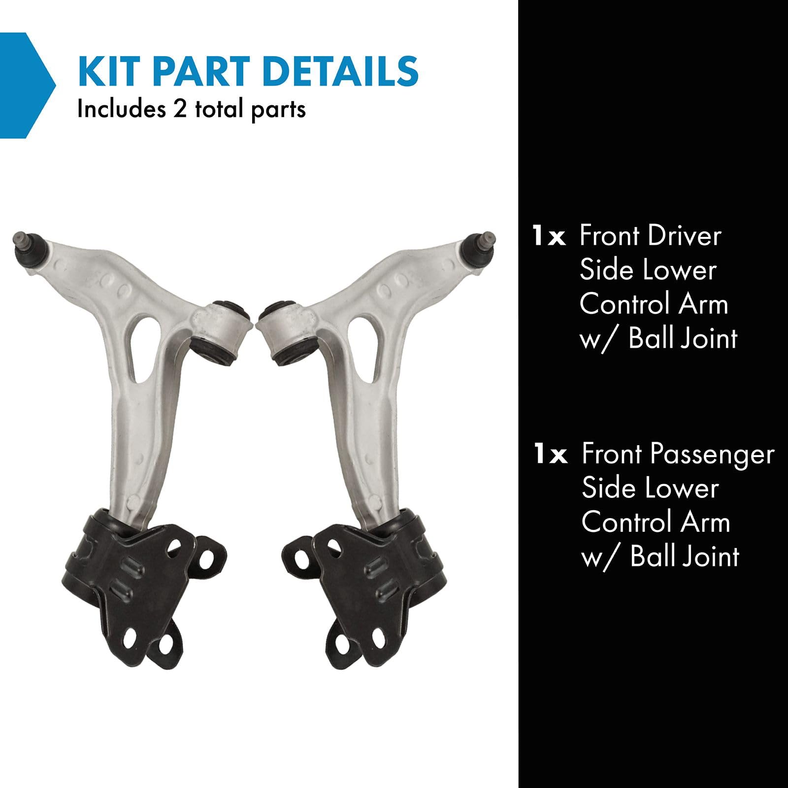 Trq Front Lower Control Arm With Ball Joint Set Compatible With 2013-2018 Ford C-Max 2012-2018 Focus