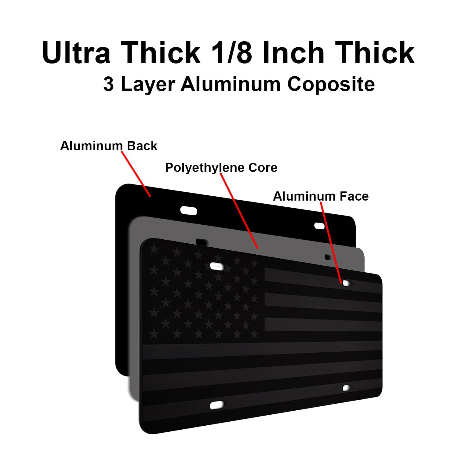 Thin Red Line And Thin Blue Line - Personalized American Flag License Plate Frame + 2 Coasters And A Keychain