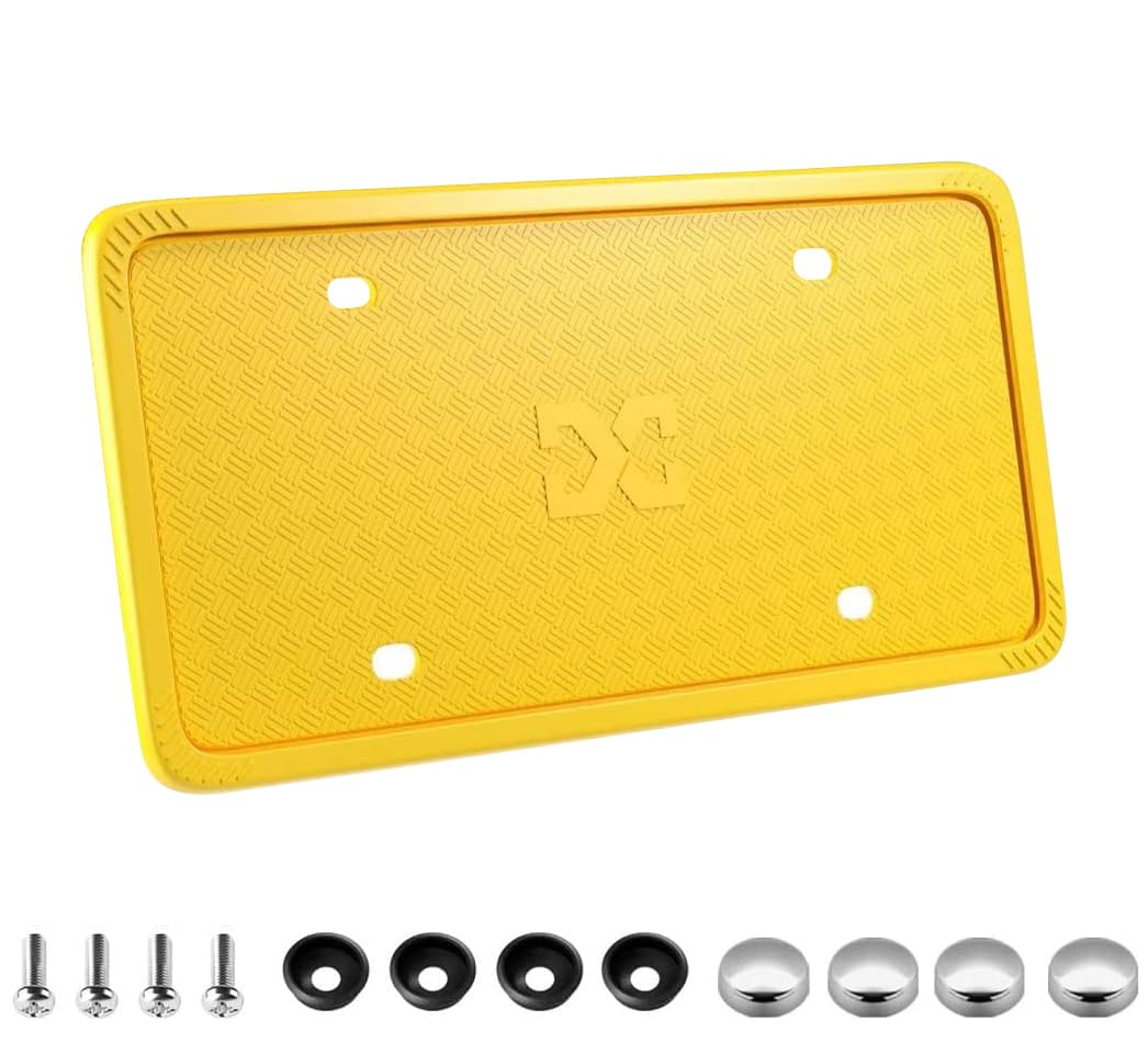 Xclpf Silicone Yellow License Plate Frame Covers 1 Pack- Front And Back Car Plate Bracket Holders. Rust-Proof, Rattle-Proof(Yell