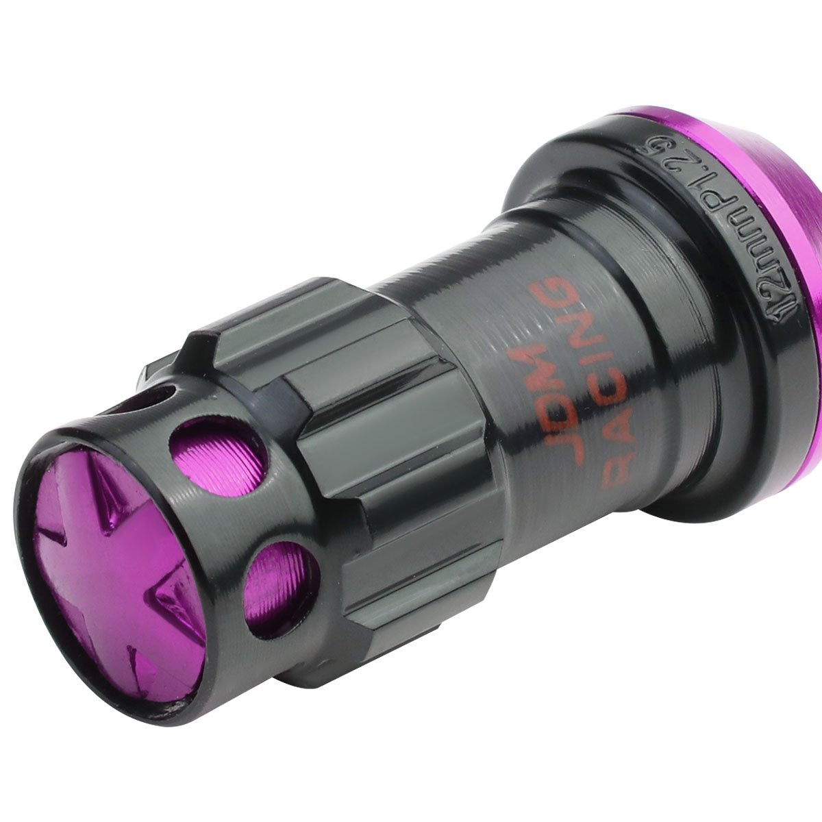 DNA MOTORING Closed End Wheel Lug Nuts Set, M12 x 1.25, Steel, Purple/Black, Model LN-ZTL-9016-125-PP, Includes Lock Nuts & Adapter