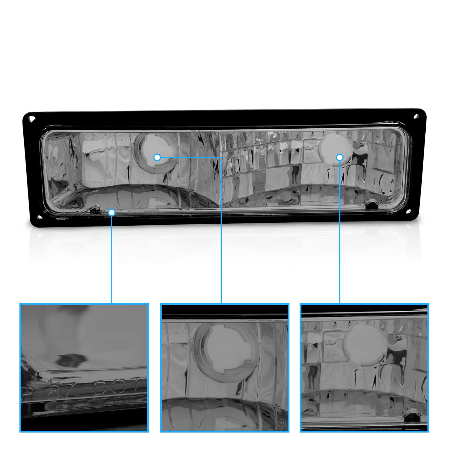 Amerilite Replacement Packing Turn Signal Lights Smoke Pair For 88-98 Chevy Full Size - Passenger And Driver Side