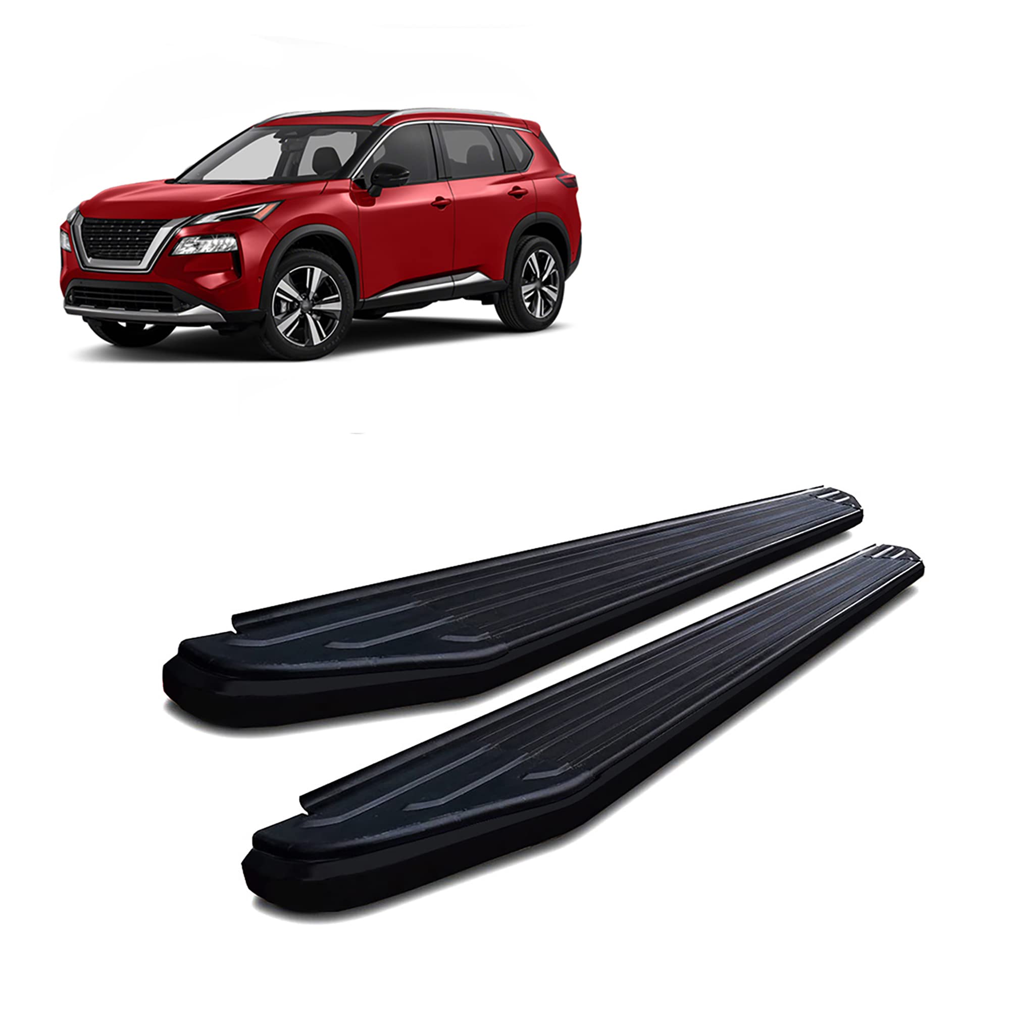 Black Horse Peerless Running Boards Black Compatible With 2021-2024 Nissan Rogue-Pr-N169Bk