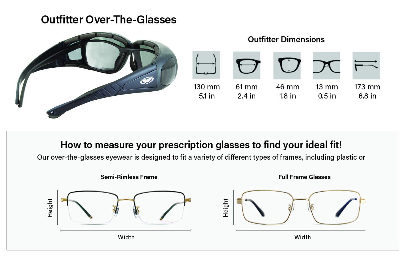 Outfitter Clear Motorcycle Glasses. Over-Prescription Glasses