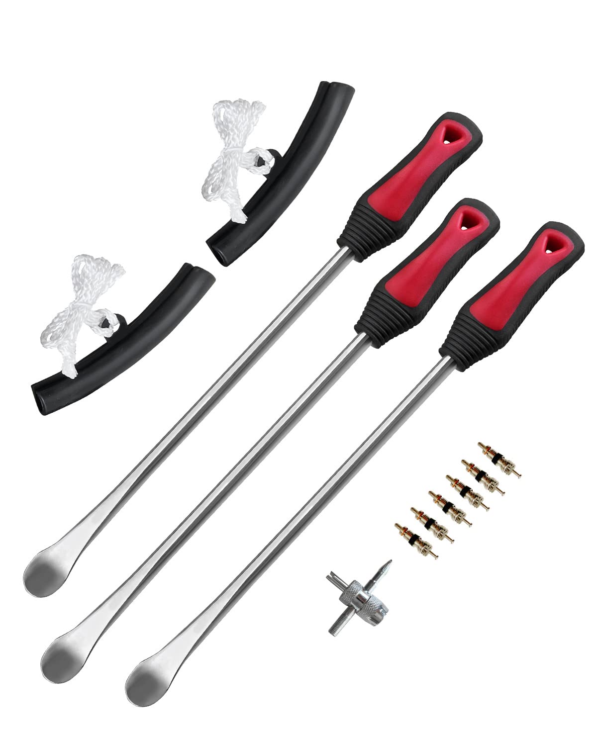 Rotation Tire Lever Iron Tool Kit, 14.5 Inch Steel, Professional Tire Changing Tools For Motorcycle, Dirt Bike, Lawn Mower | 3-Piece Set