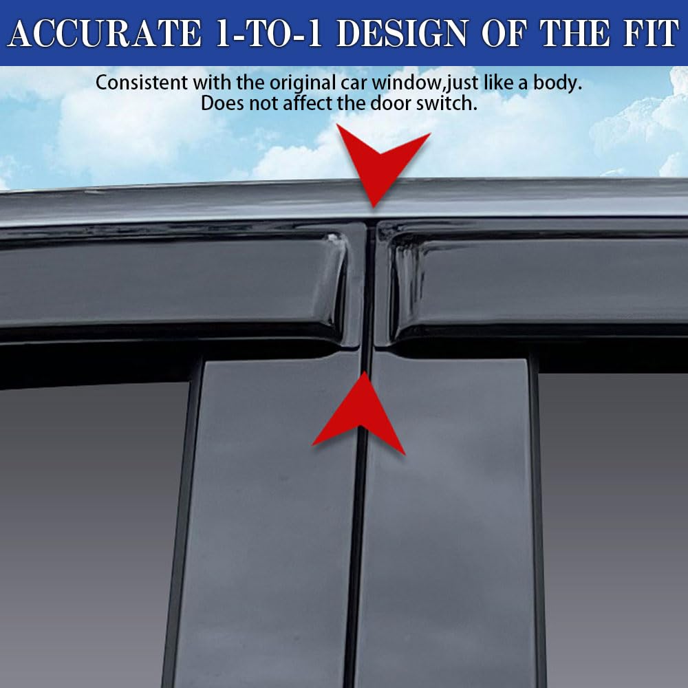 LETINGFAR Rain Guards for Hyundai Elantra 2021-2023, Black Rubber Tape-on Window Deflectors, Includes 4 Rain Guards & 2 Coasters