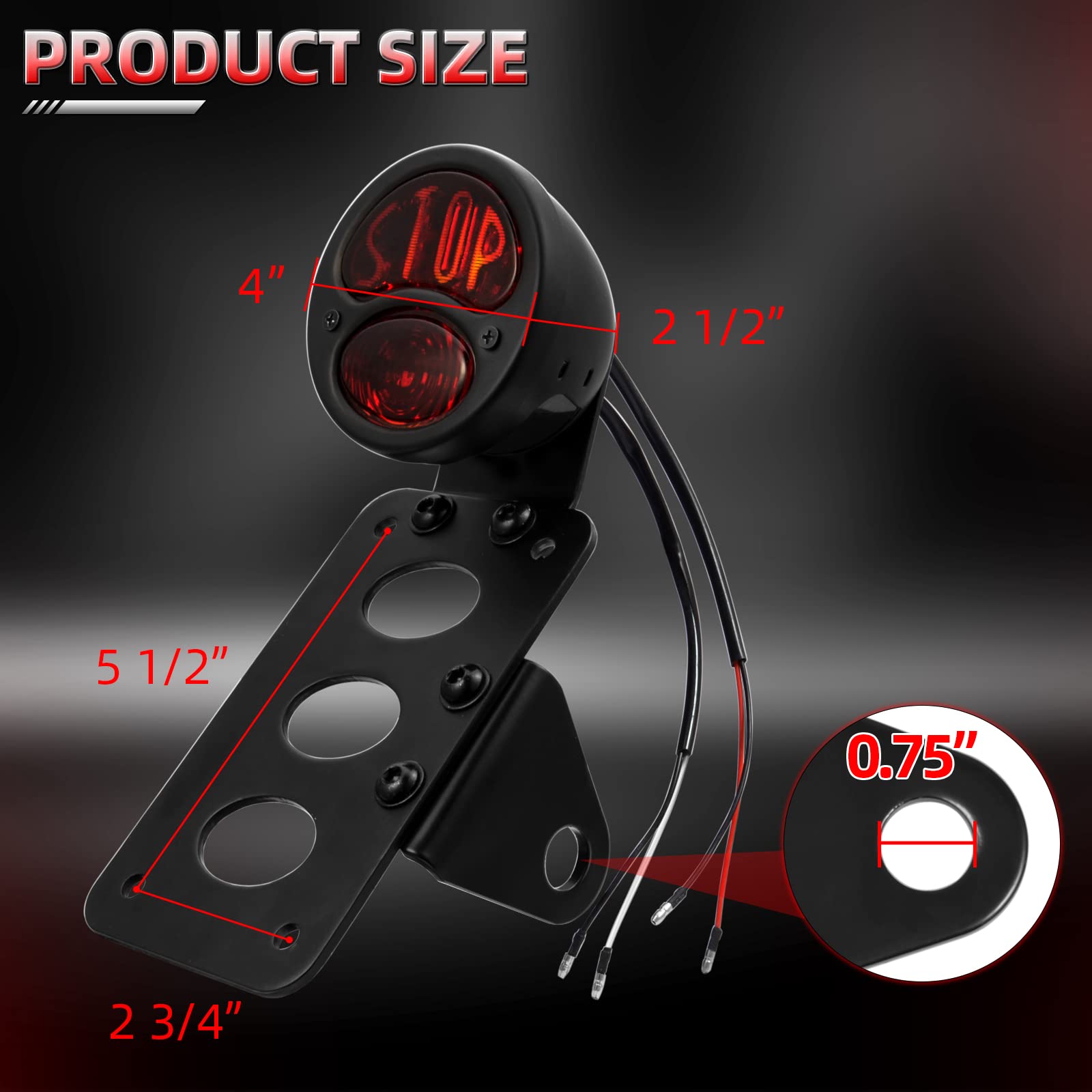 Amazicha 3/4 Axle Mount License Plate Bracket with LED Brake Tail Light for Harley Davidson Sportster Bobber Chopper Cafe