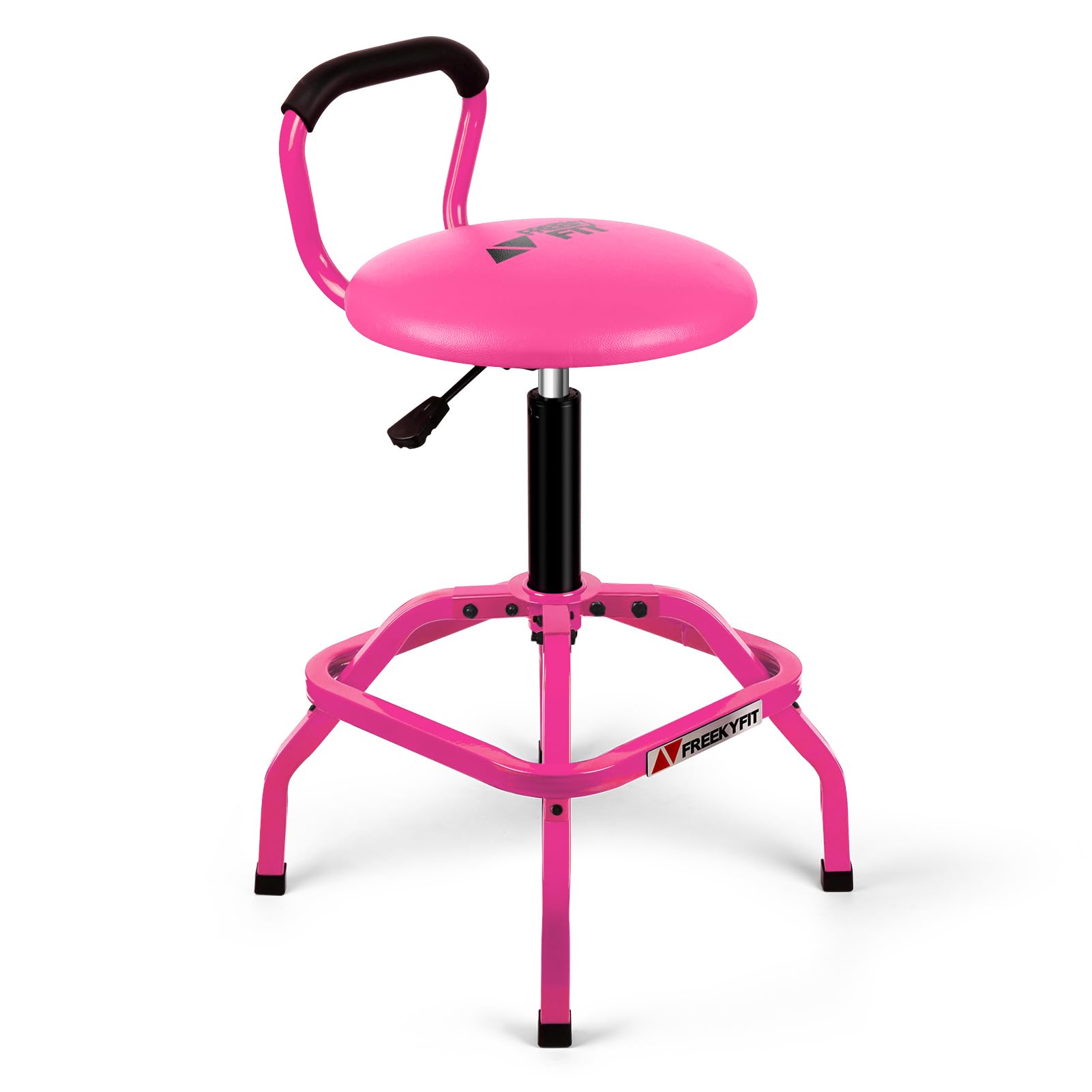 FreekyFit Garage Stool, Adjustable Height Swivel Work Mechanic Shop Stool with Backrest, Pneumatic Shop Chair for Home, Workshop